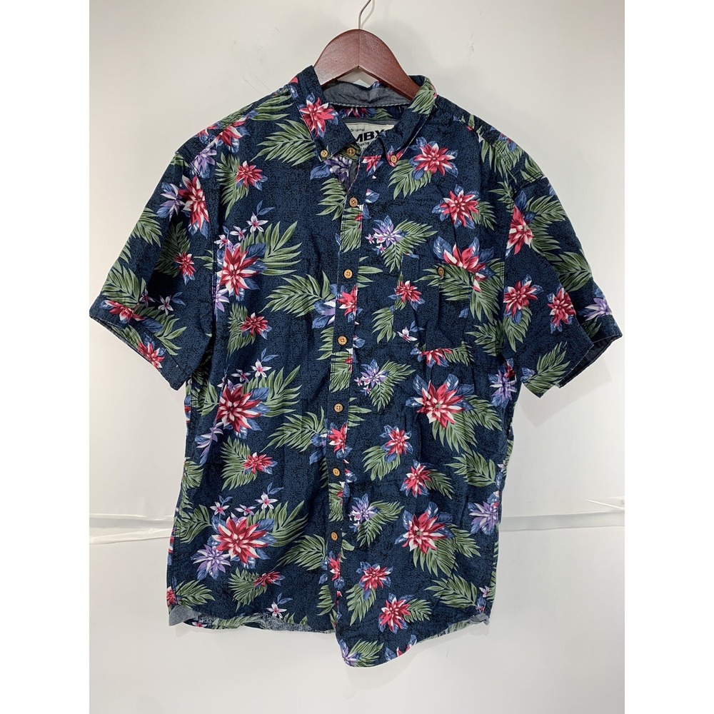 MBX Denim Wear Mens XL Short‎ Sleeve Button Up Collared Hawaiian Shirt